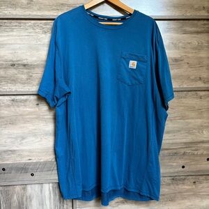 Carhartt Force Blue Crew Neck Short Sleeve Pocket Tee Relaxed Fit Men's 2XL